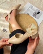 صندل مجلسی پاشنه 3 سانت رویه چرم حوله ای - تصویر 2