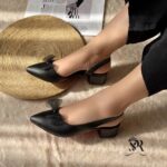 صندل مجلسی پاشنه 3 سانت رویه چرم حوله ای