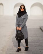 مانتو دیپلمات مغزی بلند جیب کاربردی جنس دیپلمات راه راه - تصویر 6