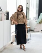 شومیز دامن مدل روشنا ناز فری سایز۳۸تا۵۴ - تصویر 4